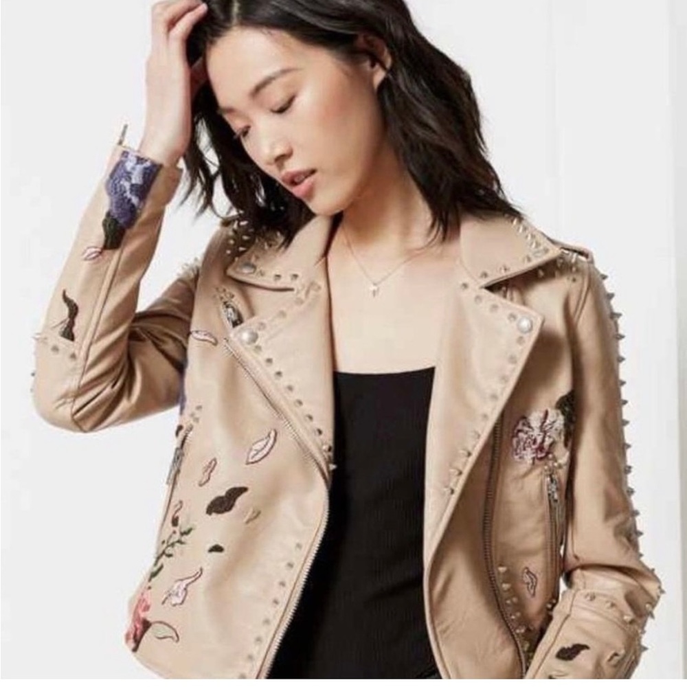 NWOT BlankNYC neutral pink faux leather jacket
